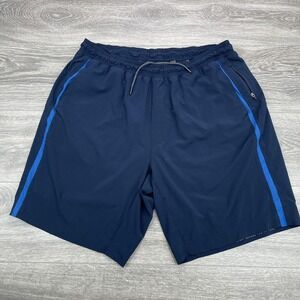 Fourlaps Shorts Mens XL Navy Blue Lined Training Athletic Zip Pockets Drawstring